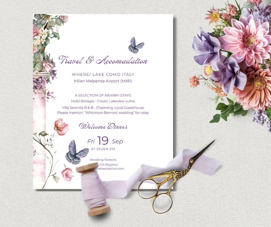 Summer Garden Botanical Wedding Stationary.  Pink Floral Arch Invitation Set. Canva Digital Download.