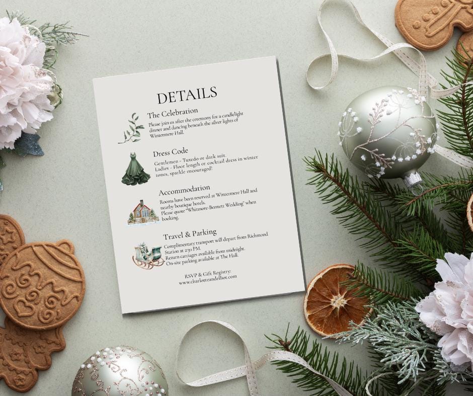Customisable festive wedding invite ready for DIY holiday celebrations.