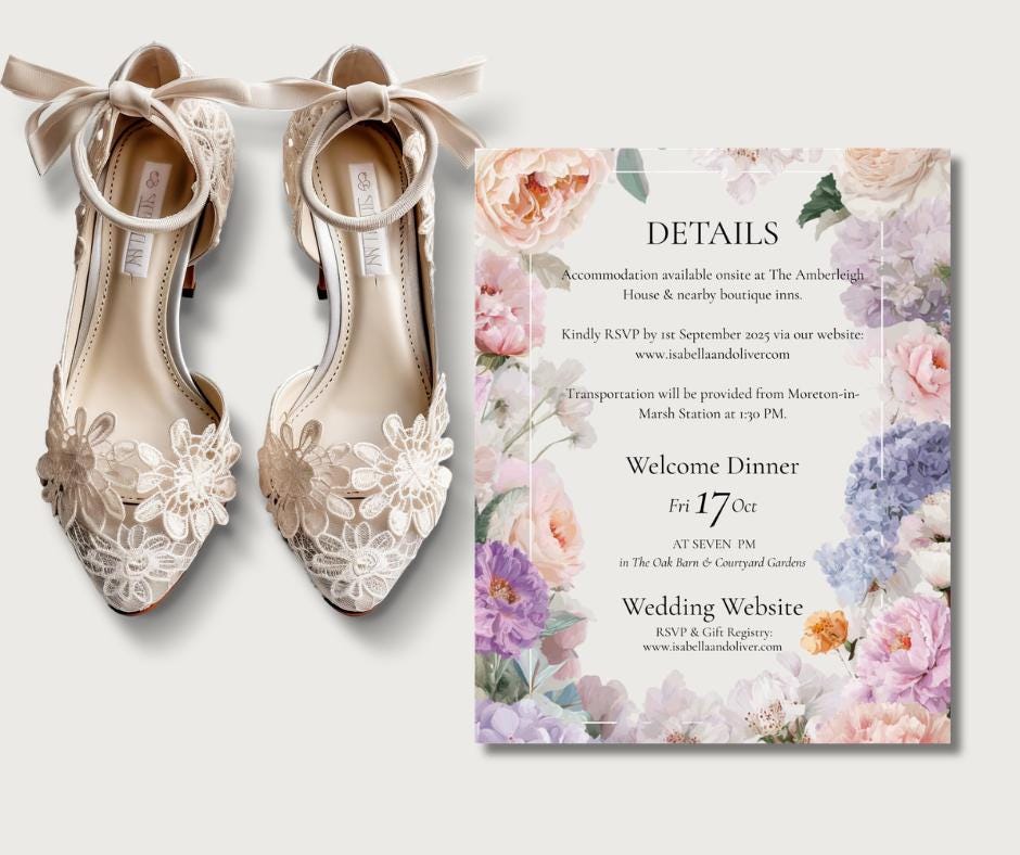 Summer Pastel Wedding Invitation With Printable Template, Romantic And Elegant Wedding Stationery.