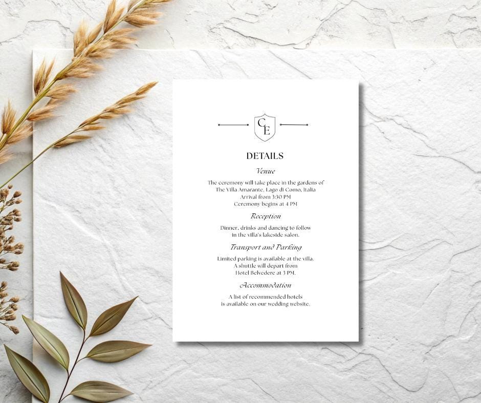 Old Money Invite Set, Elegant Vintage Wedding Invitation. Formal Black & White Luxury Editable Canva Template.