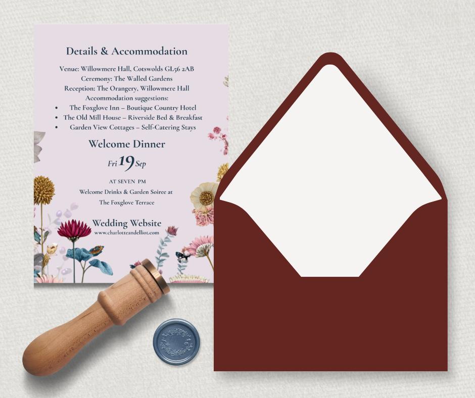 Pink Garden Wildflower Wedding Set, Editable Floral Invitation Template, Digital Download for Botanical Weddings.