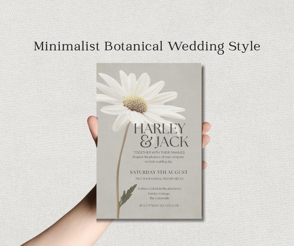 Daisy Wedding Invitation Set. Botanical Invite For Spring Summer  Weddings, Editable Printable Stationery.