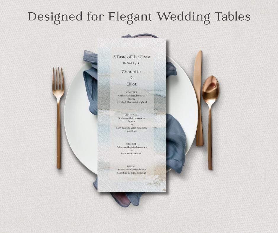 Coastal Wedding Invitation Suite. Neutral Destination or Beach Invite Set. Canva Editable Template.