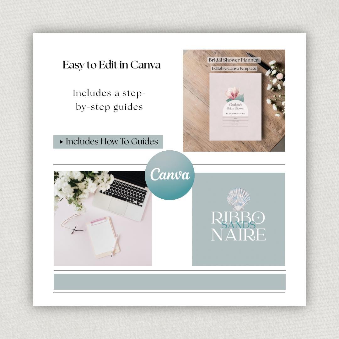 Bridal Shower Planner, Canva Template, Printable Binder, Shower Checklist, Editable Planning Kit Pages.