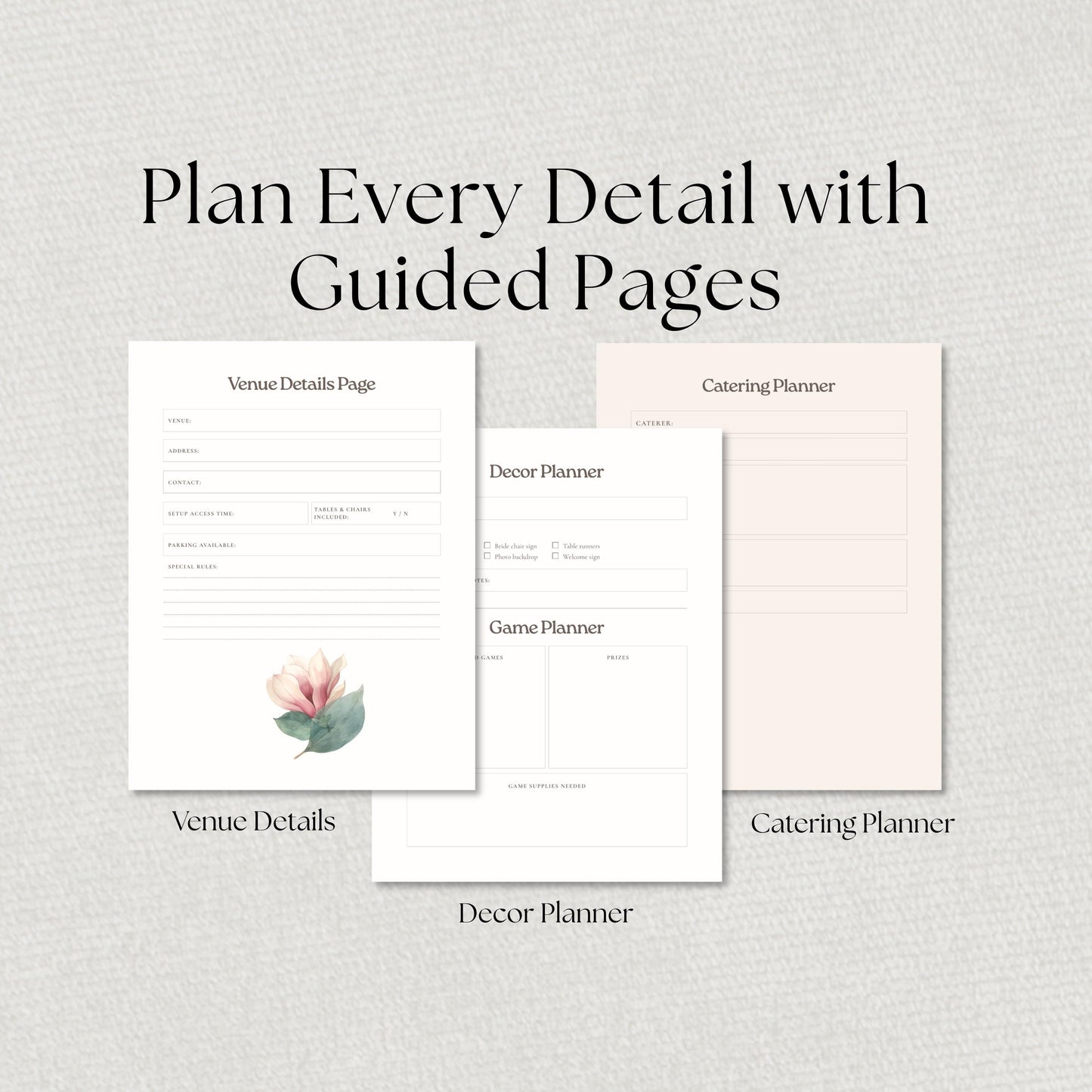 Bridal Shower Planner, Canva Template, Printable Binder, Shower Checklist, Editable Planning Kit Pages.