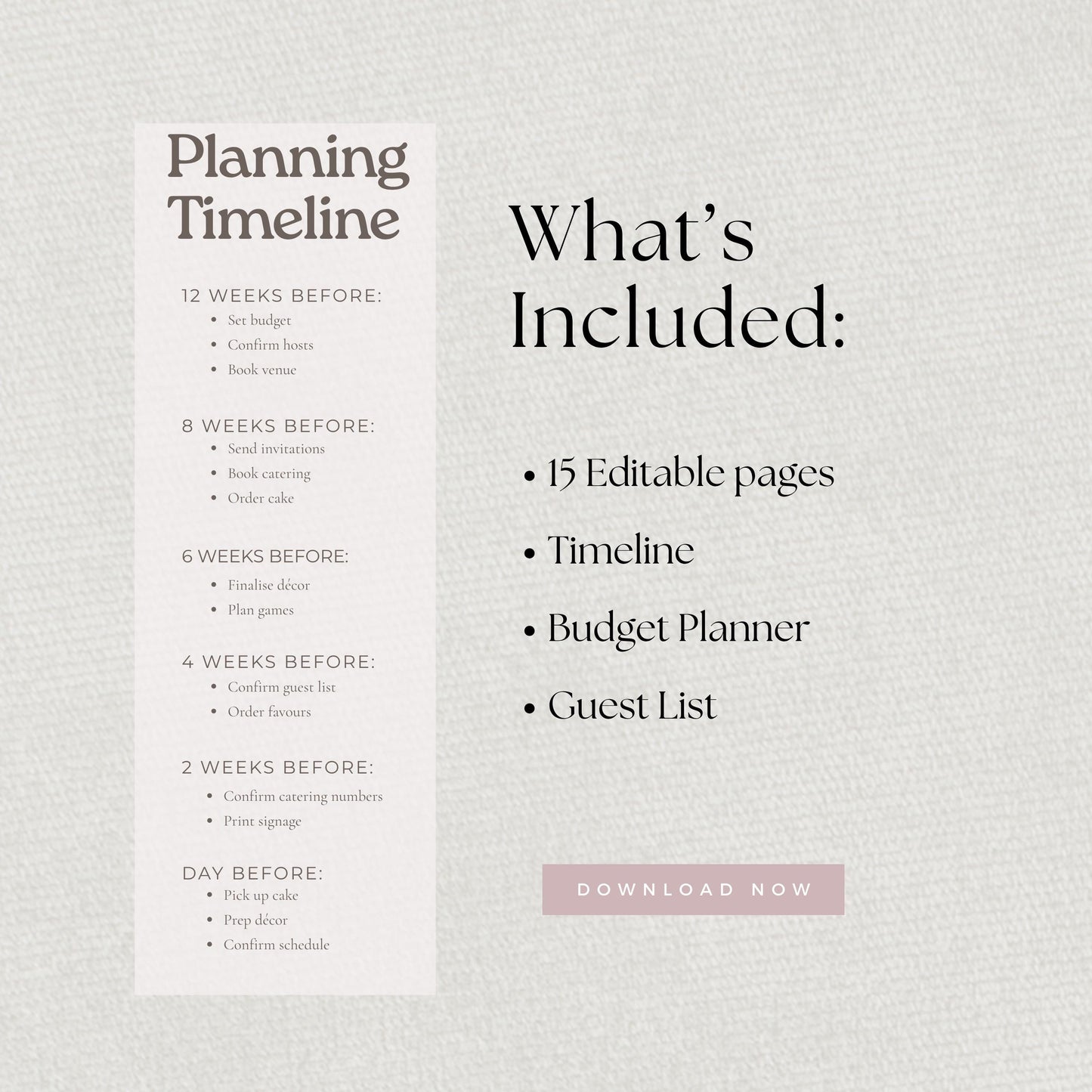 Bridal Shower Planner, Canva Template, Printable Binder, Shower Checklist, Editable Planning Kit Pages.