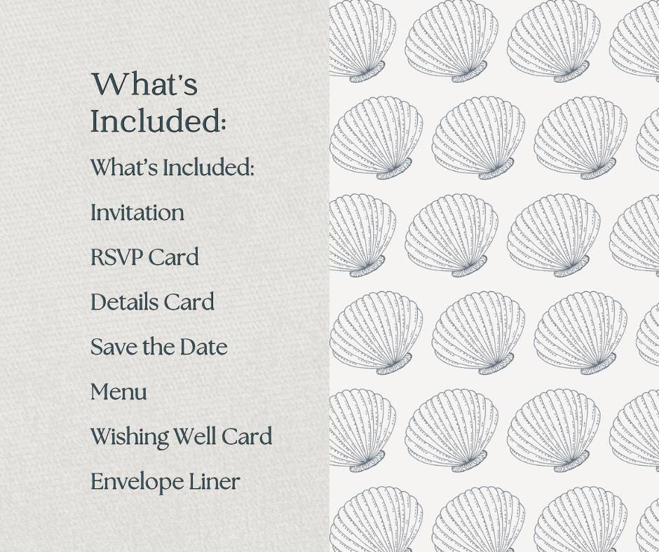 Coastal Wedding Invitation Template, Editable Canva Invite Suite, Beach Invite Set, Instant Download