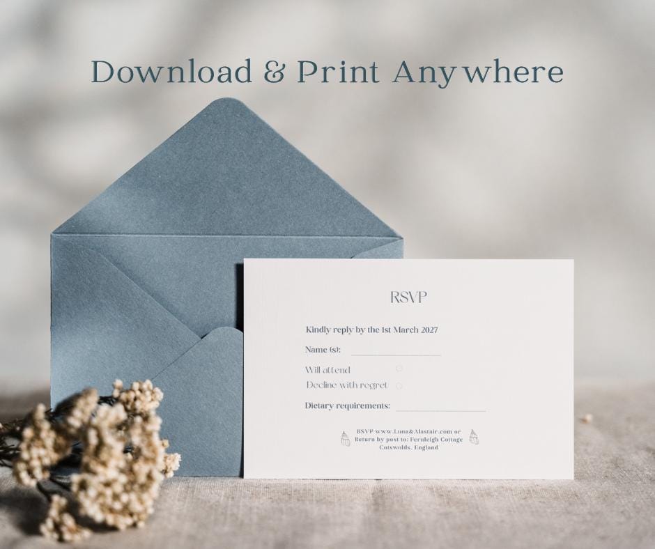 Coastal Wedding Invitation Template, Editable Canva Invite Suite, Beach Invite Set, Instant Download