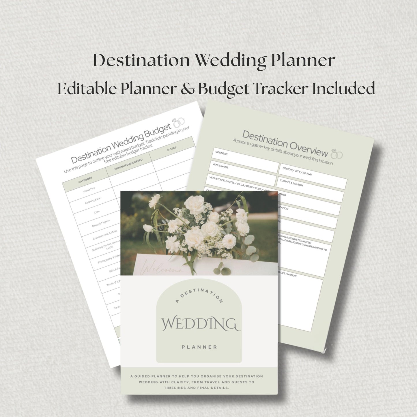 Destination Wedding Planner Template. Bride To Be Editable Organiser, Budget Tracker Excel.