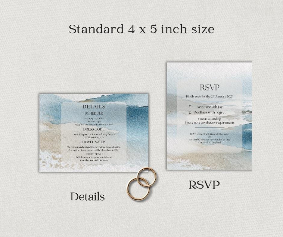 Coastal Wedding Stationery Bundle Editable Canva Template Suite Destination Beach Invitation Collection Minimalist.