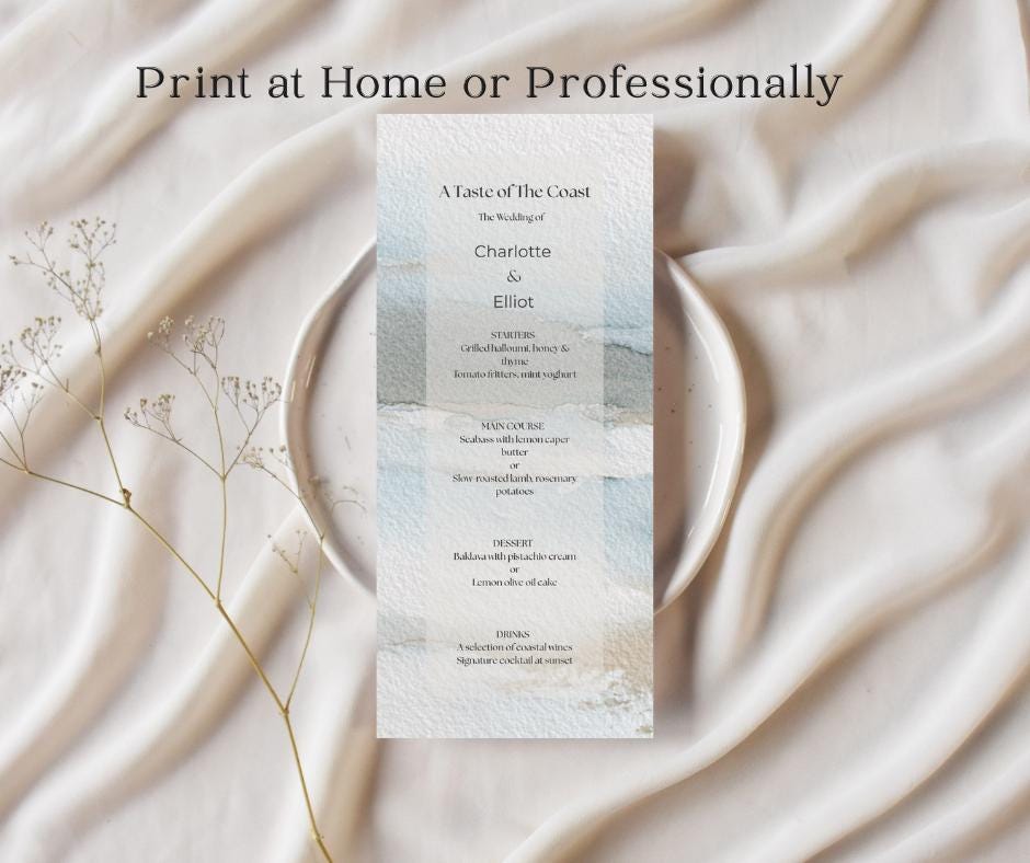 Coastal Wedding Invitation Suite. Neutral Destination or Beach Invite Set. Canva Editable Template.