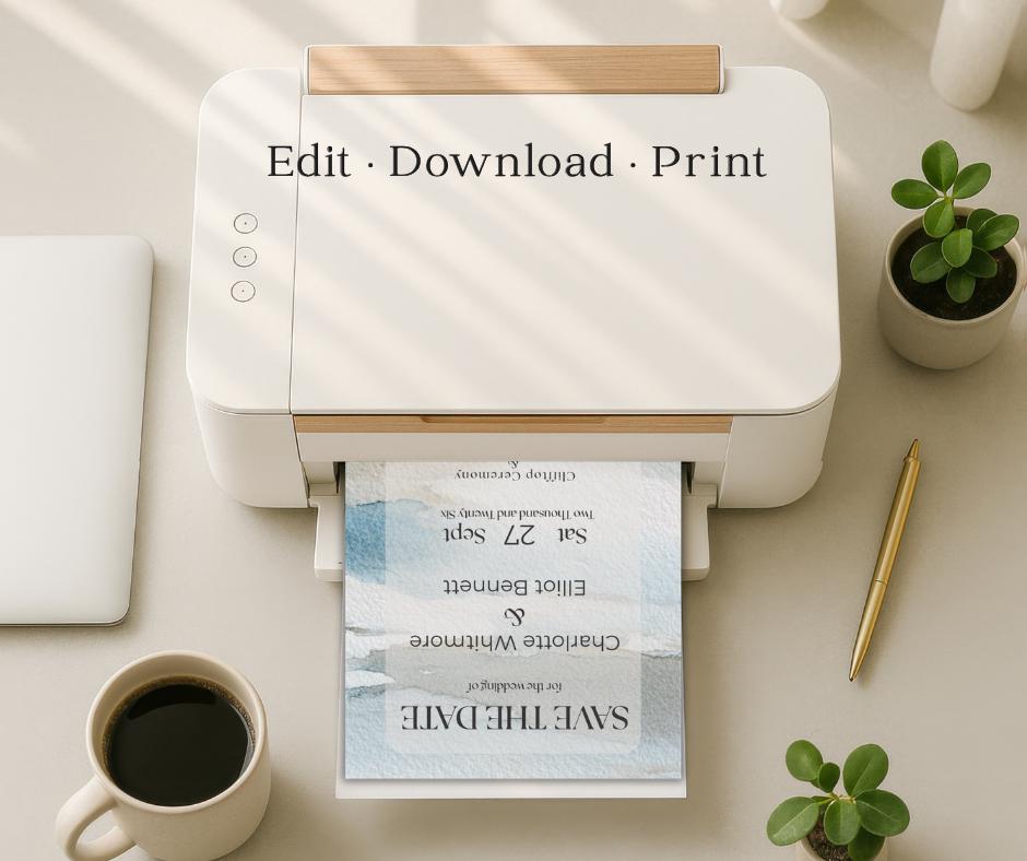 Coastal Wedding Invitation Suite. Neutral Destination or Beach Invite Set. Canva Editable Template.