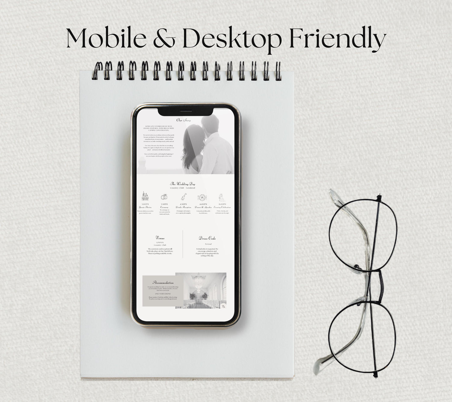 Minimalist Wedding Website Template, Editable Canva Site with RSVP, Modern Elegant Design.