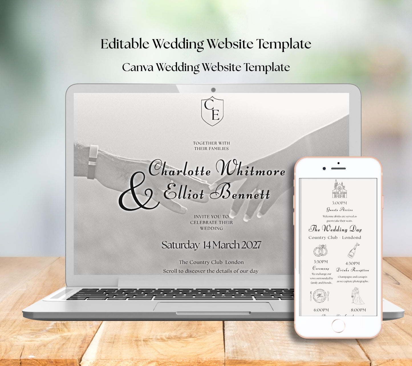 Minimalist Wedding Website Template, Editable Canva Site with RSVP, Modern Elegant Design.