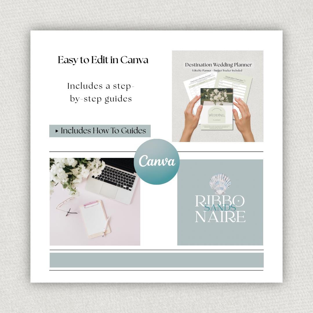 Destination Wedding Planner Template. Bride To Be Editable Organiser, Budget Tracker Excel.