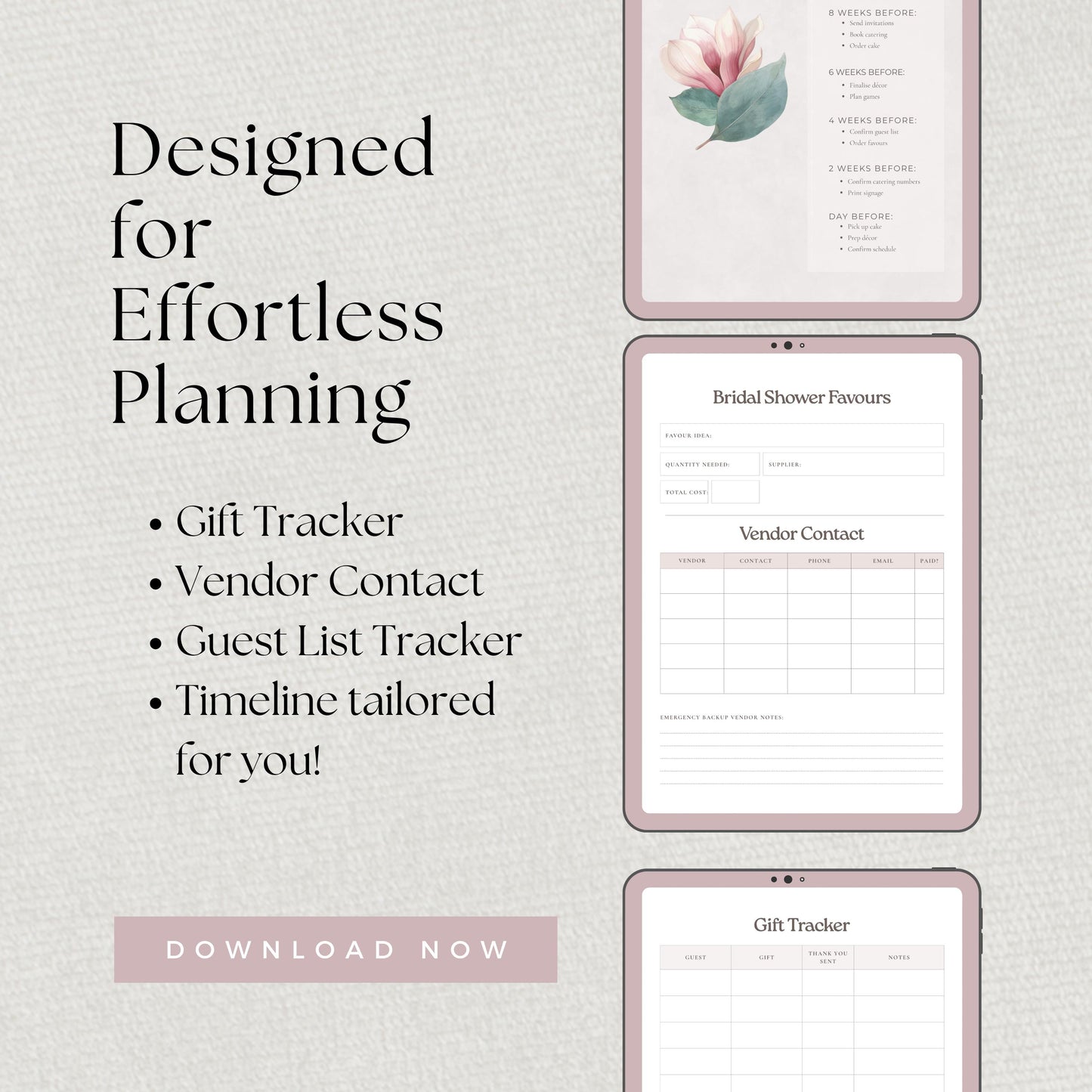 Bridal Shower Planner, Canva Template, Printable Binder, Shower Checklist, Editable Planning Kit Pages.