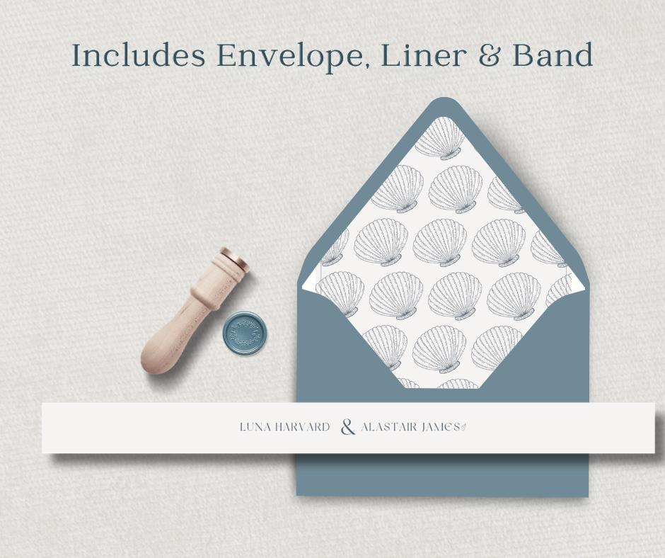 Coastal Wedding Invitation Template, Editable Canva Invite Suite, Beach Invite Set, Instant Download