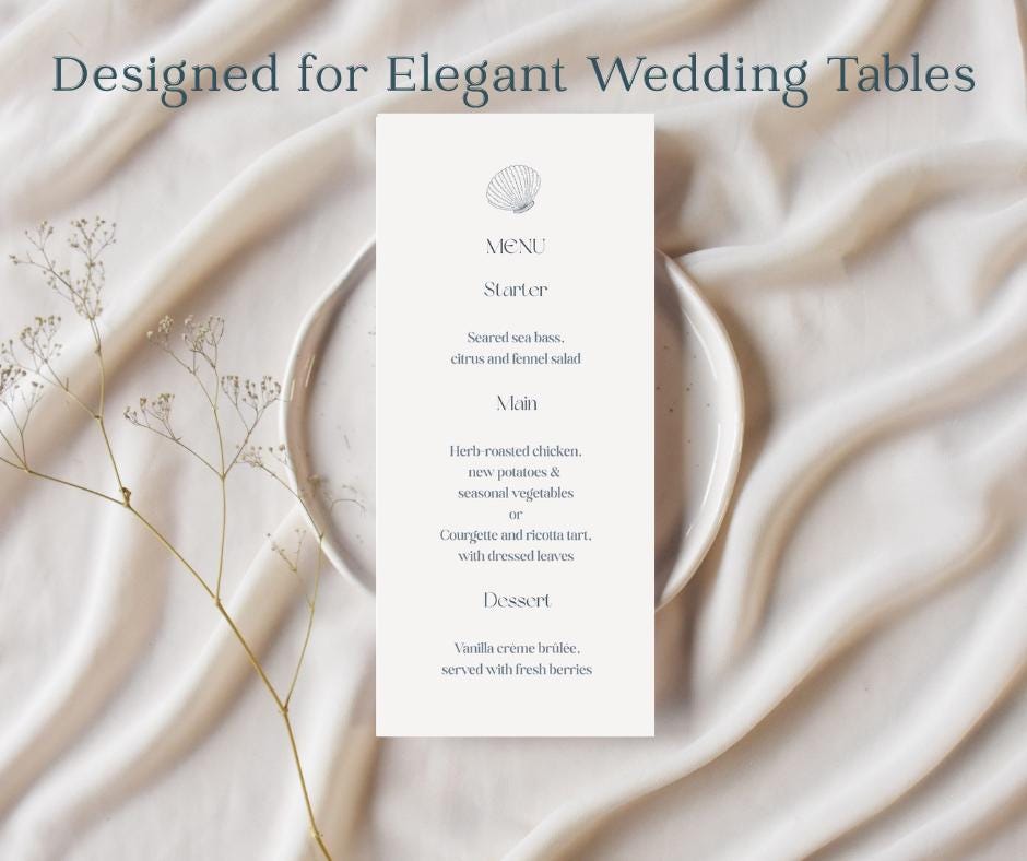 Coastal Wedding Invitation Template, Editable Canva Invite Suite, Beach Invite Set, Instant Download