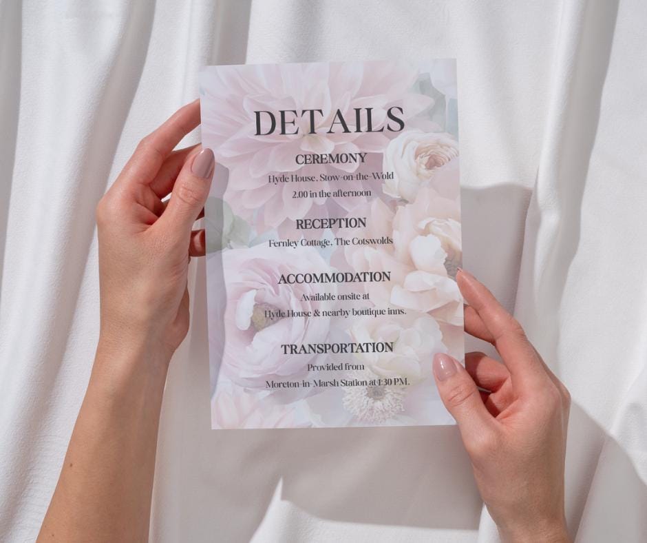 Romantic Floral Wedding Invitation Set, Pastel Garden Wedding. Flower Canva Template, RSVP & Details Card.