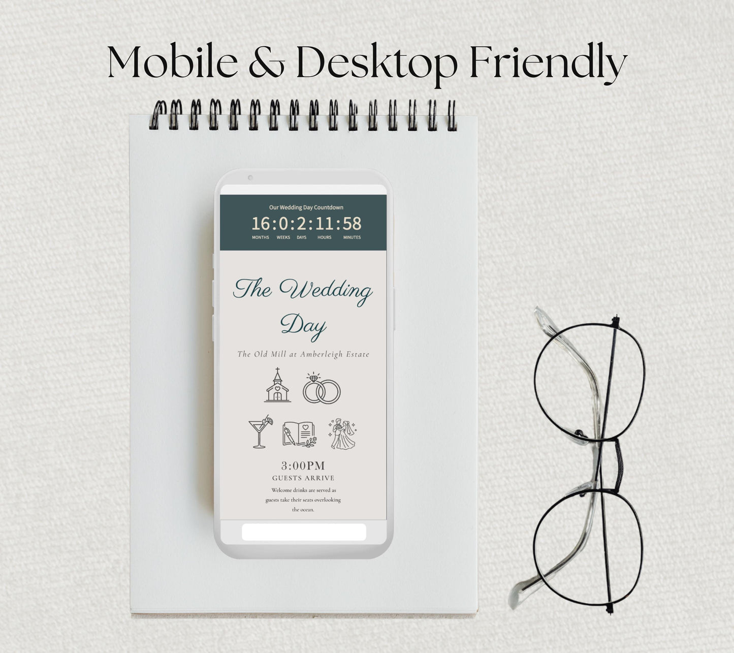 Romantic Garden Wedding Website Template. Elegant Wedding Theme. Instant Canva Download. Countdown Timer and RSVP, Meal, Music Tracker.