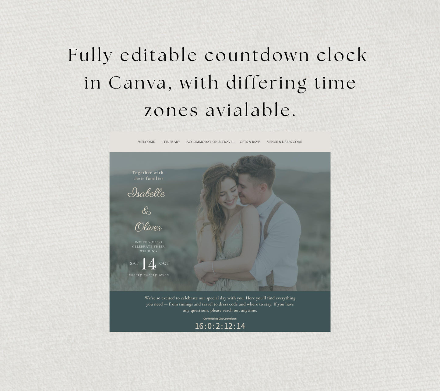 Romantic Garden Wedding Website Template. Elegant Wedding Theme. Instant Canva Download. Countdown Timer and RSVP, Meal, Music Tracker.