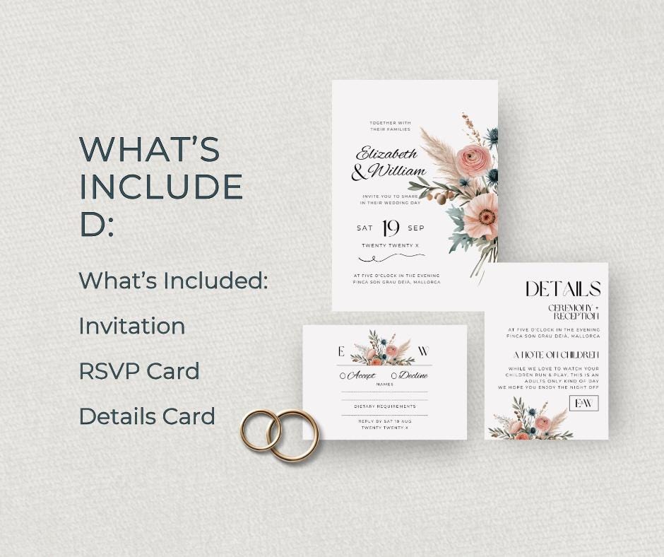 Coastal Boho Wedding Invitation Set. Mediterranean Terracotta Sage Editable Template. Invite RSVP Details Card Printable Canva