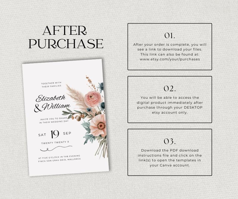 Coastal Boho Wedding Invitation Set. Mediterranean Terracotta Sage Editable Template. Invite RSVP Details Card Printable Canva