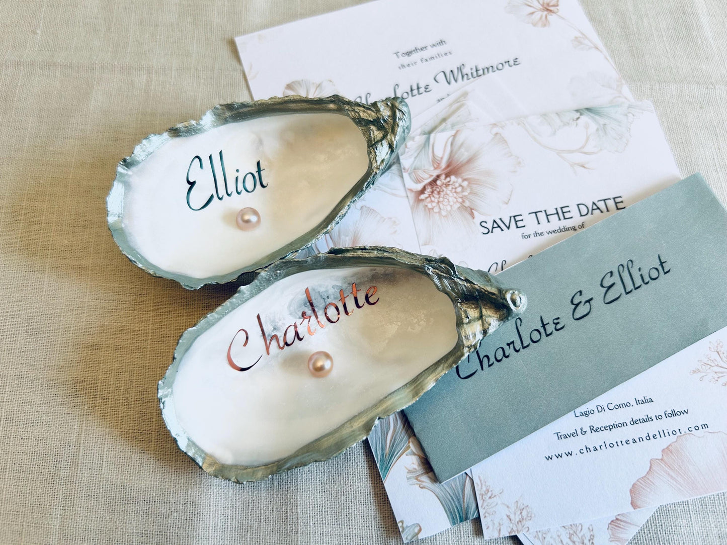 Blush Pink and Sage Green Wedding Invitation Set. Editable Art Nouveau Canva Digital Download.