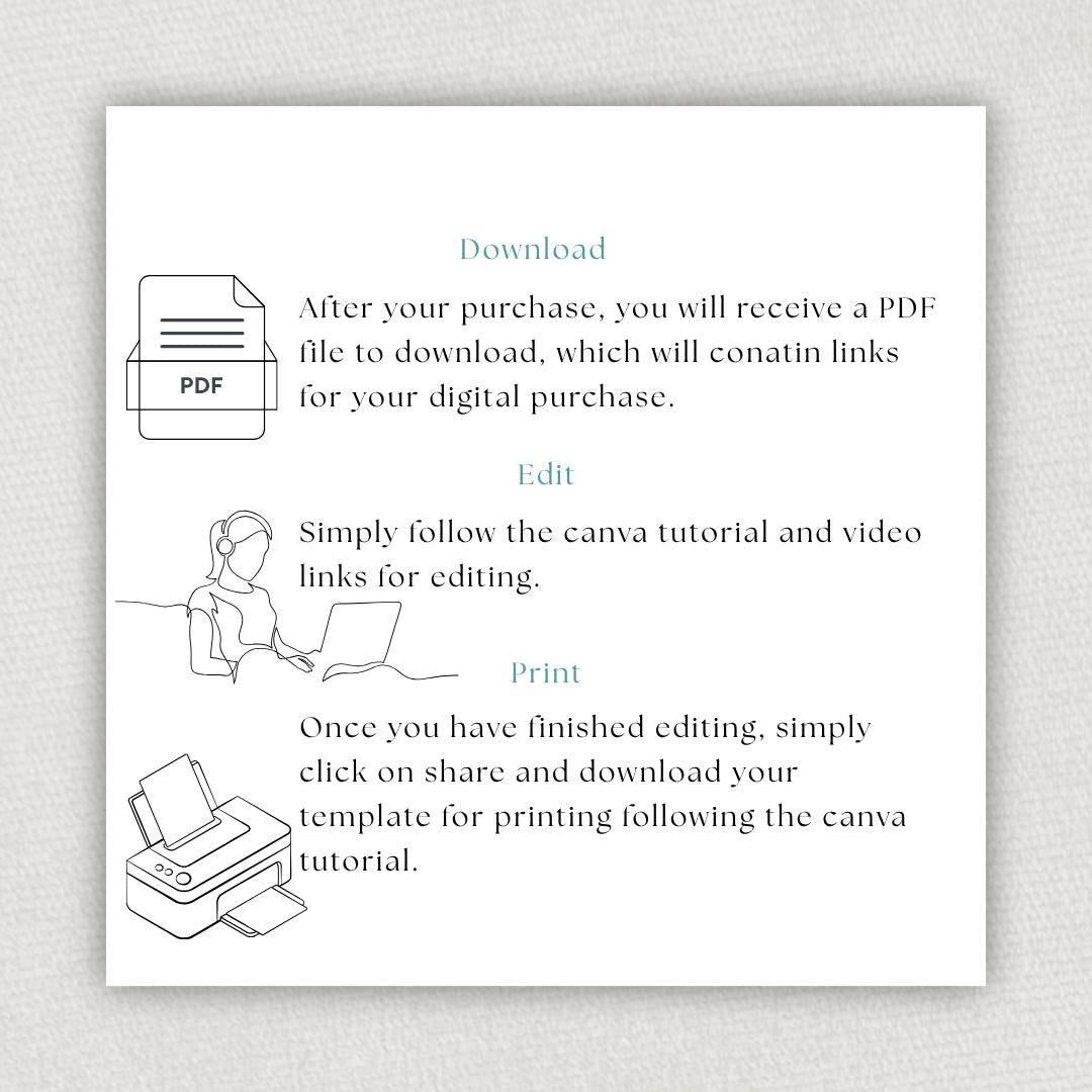 Navy Minimalist Wedding Bundle. Canva Editable Template, Digital Download. Modern Invitation Set.