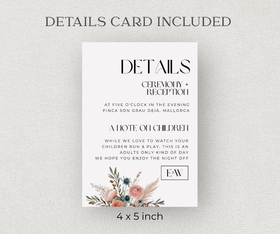 Coastal Boho Wedding Invitation Set. Mediterranean Terracotta Sage Editable Template. Invite RSVP Details Card Printable Canva