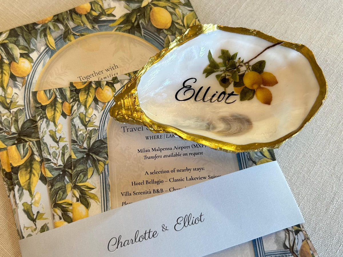 Lake Como Wedding Invitation. Italian Lemon Grove Invite. Blue Tile Villa Wedding Stationery. Editable Canva Template Digital Download.