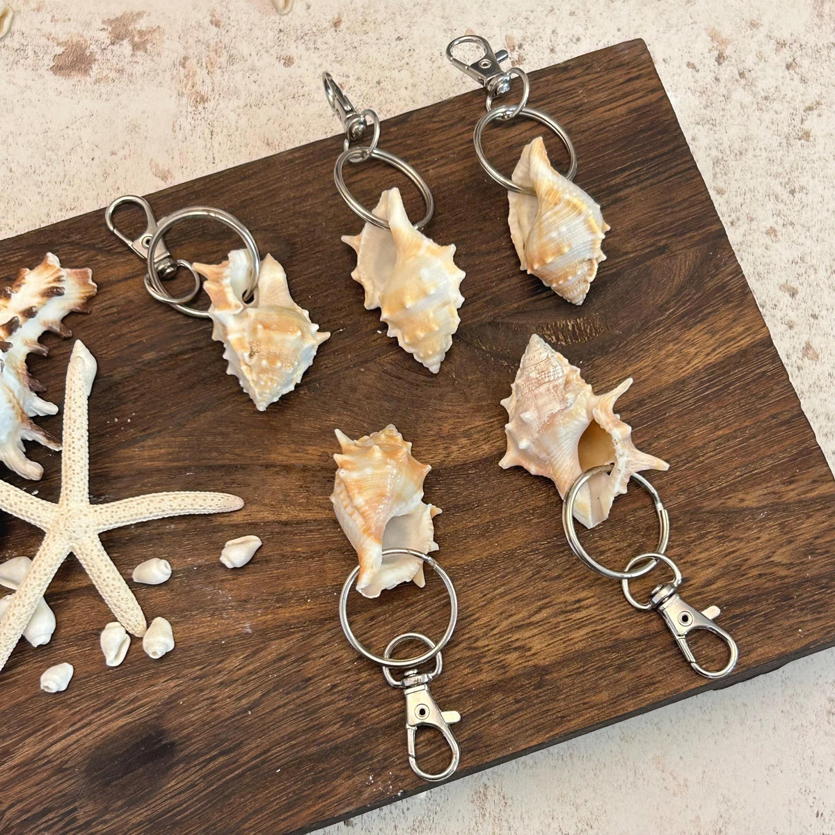 Murex Shell Keyring Wedding Favour. Seashell Keychain. Beach Wedding Guest Gift. Coastal Keepsake.