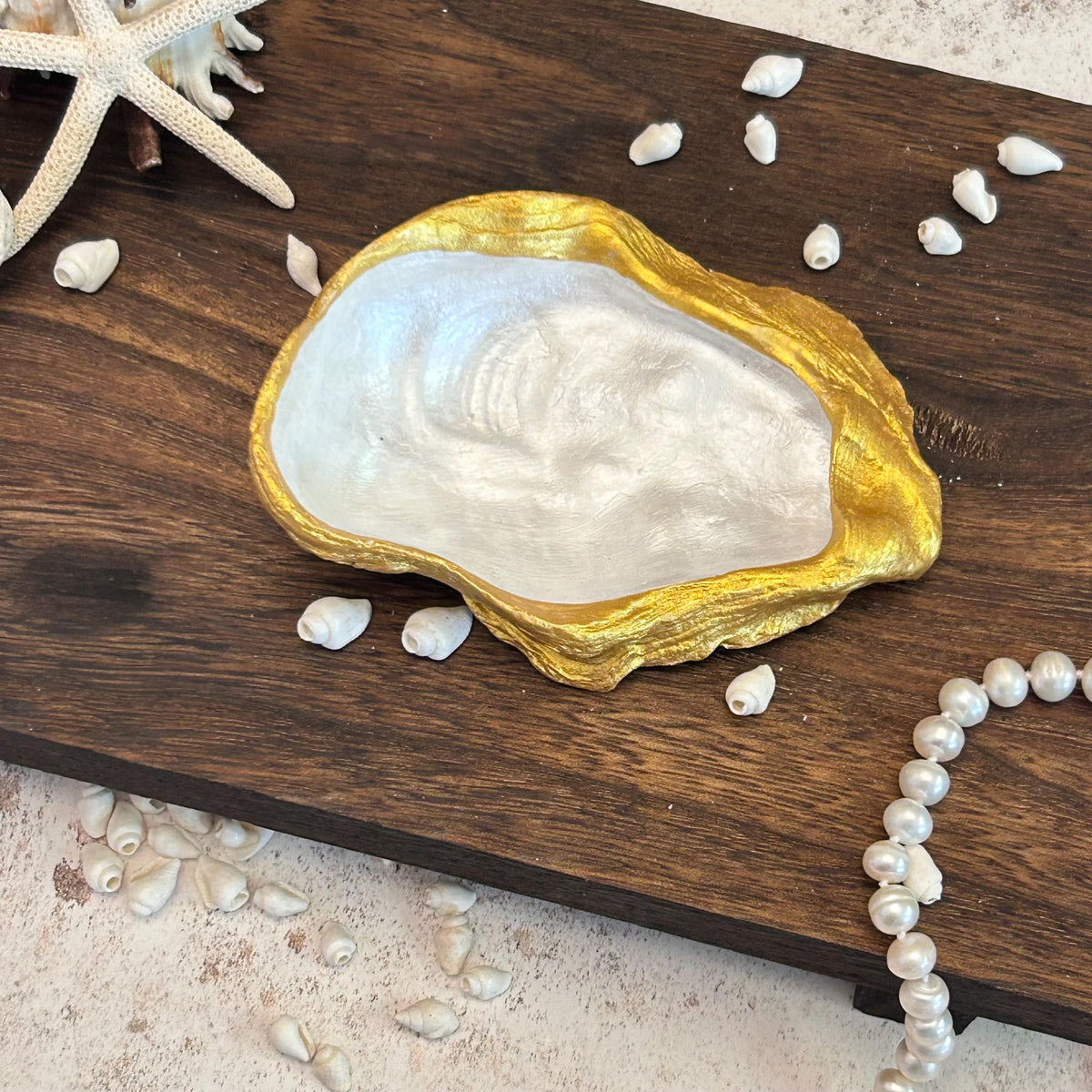 Natural Gold Oyster Shell Dressing Table or Vanity Dish.