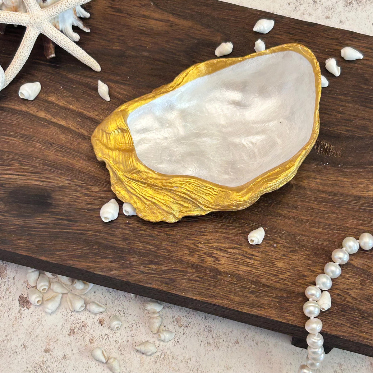 Natural Gold Oyster Shell Dressing Table or Vanity Dish.