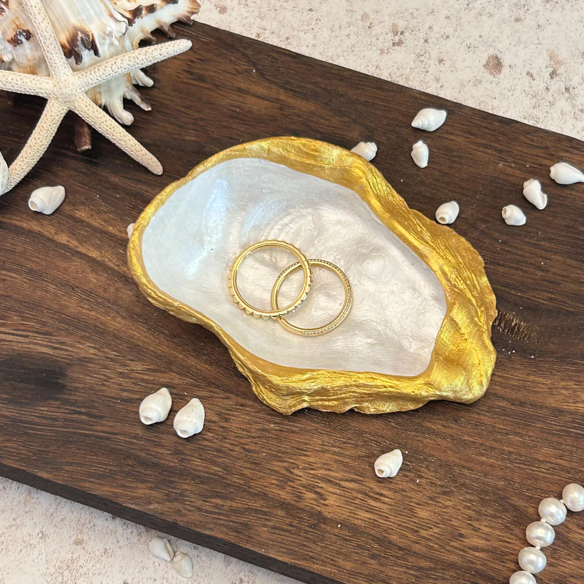 Natural Gold Oyster Shell Dressing Table or Vanity Dish.