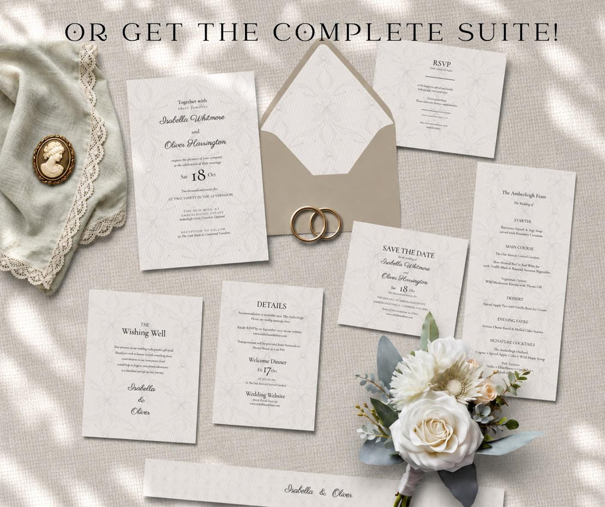 Vintage Lace Wedding Invitation.  Elegant Damask Invite. Editable Background dolour. Canva Template, Custom Printable Design.