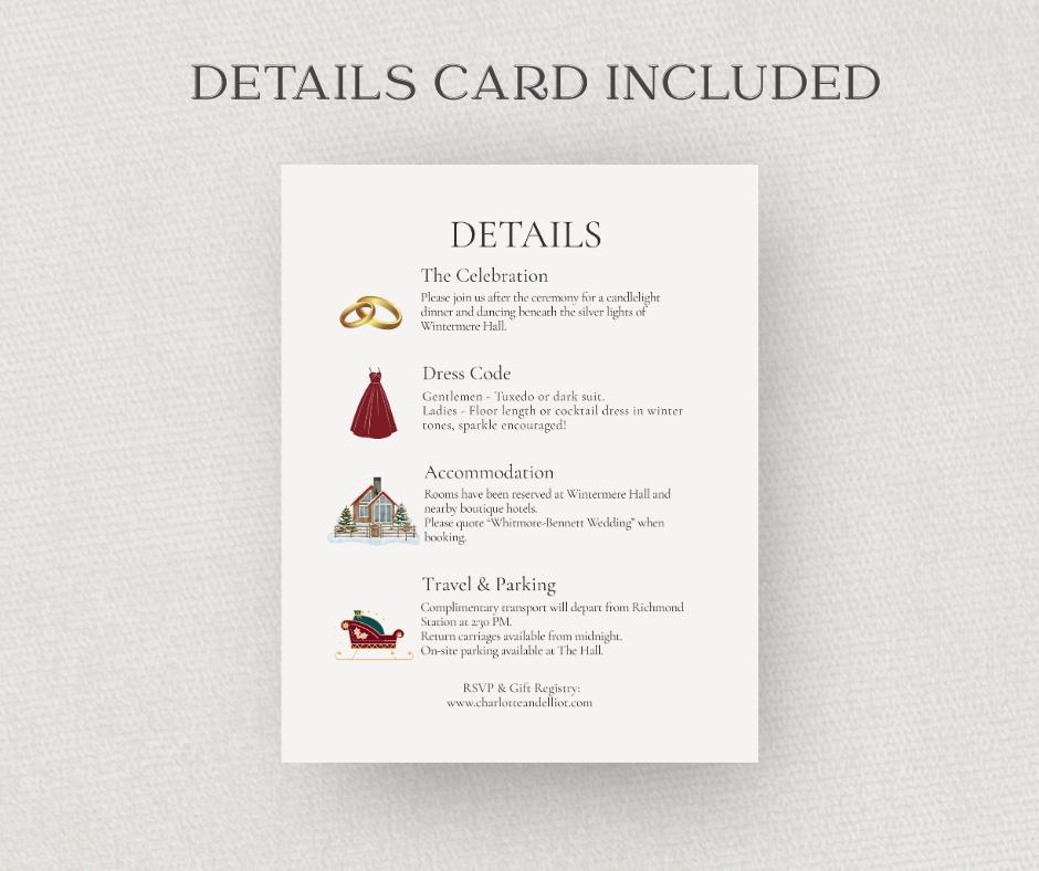 Christmas Tree Wedding Invitation Suite. Burgundy & Gold Winter Wedding Invite. Editable Instant Download set.