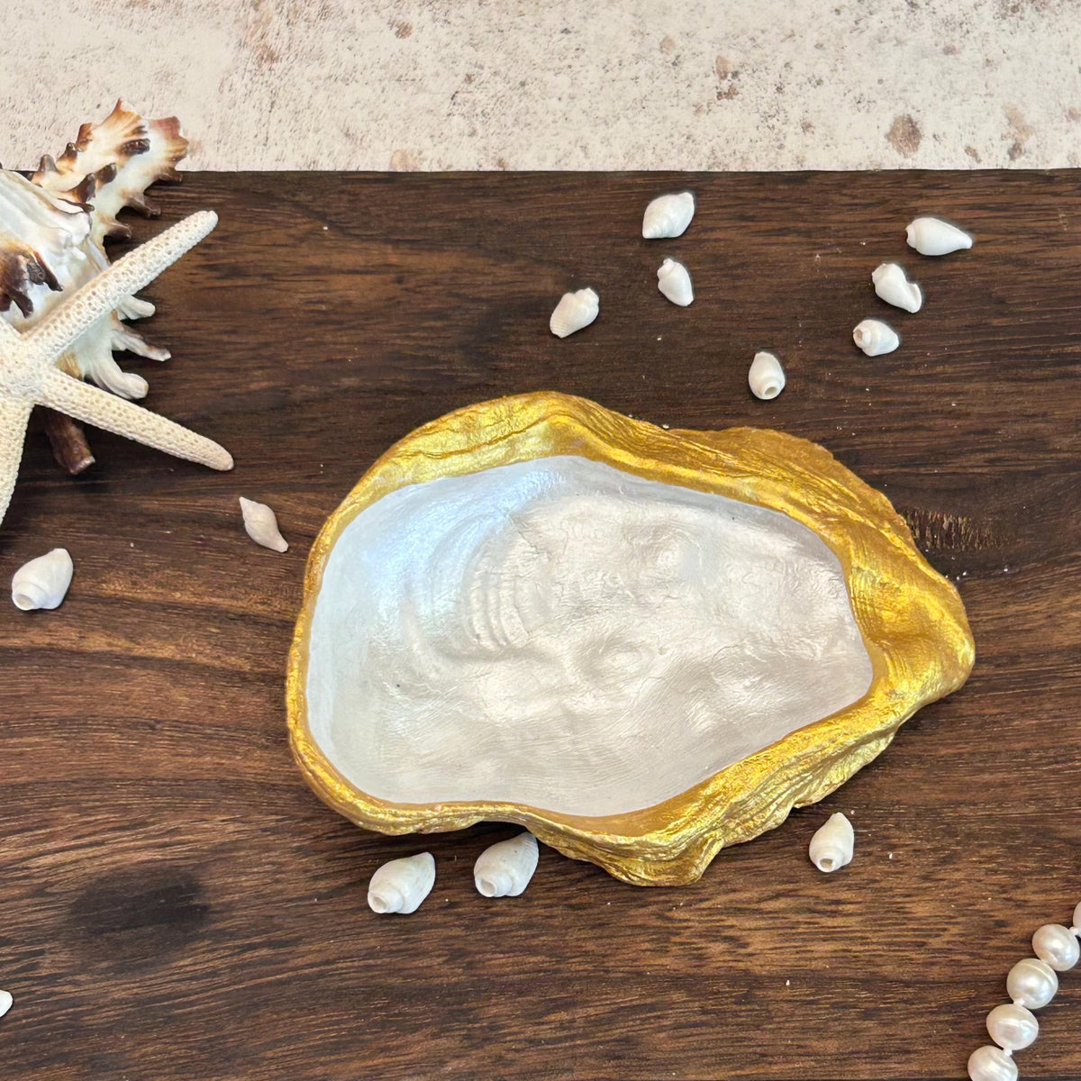 Natural Gold Oyster Shell Dressing Table or Vanity Dish.