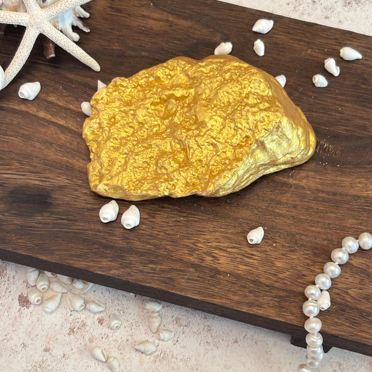 Natural Gold Oyster Shell Dressing Table or Vanity Dish.
