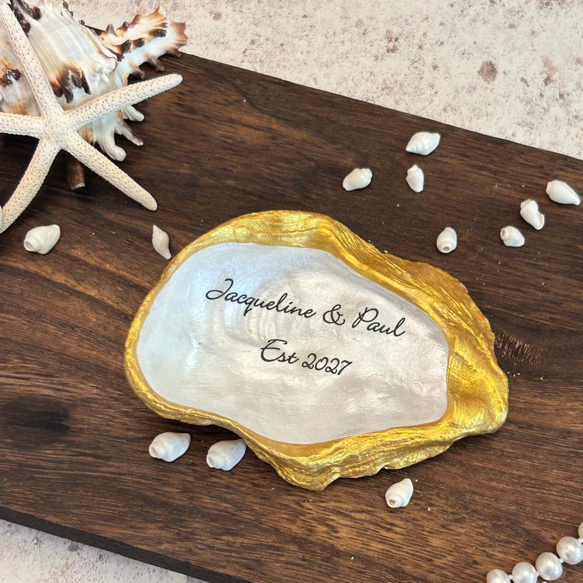 Natural Gold Oyster Shell Dressing Table or Vanity Dish.