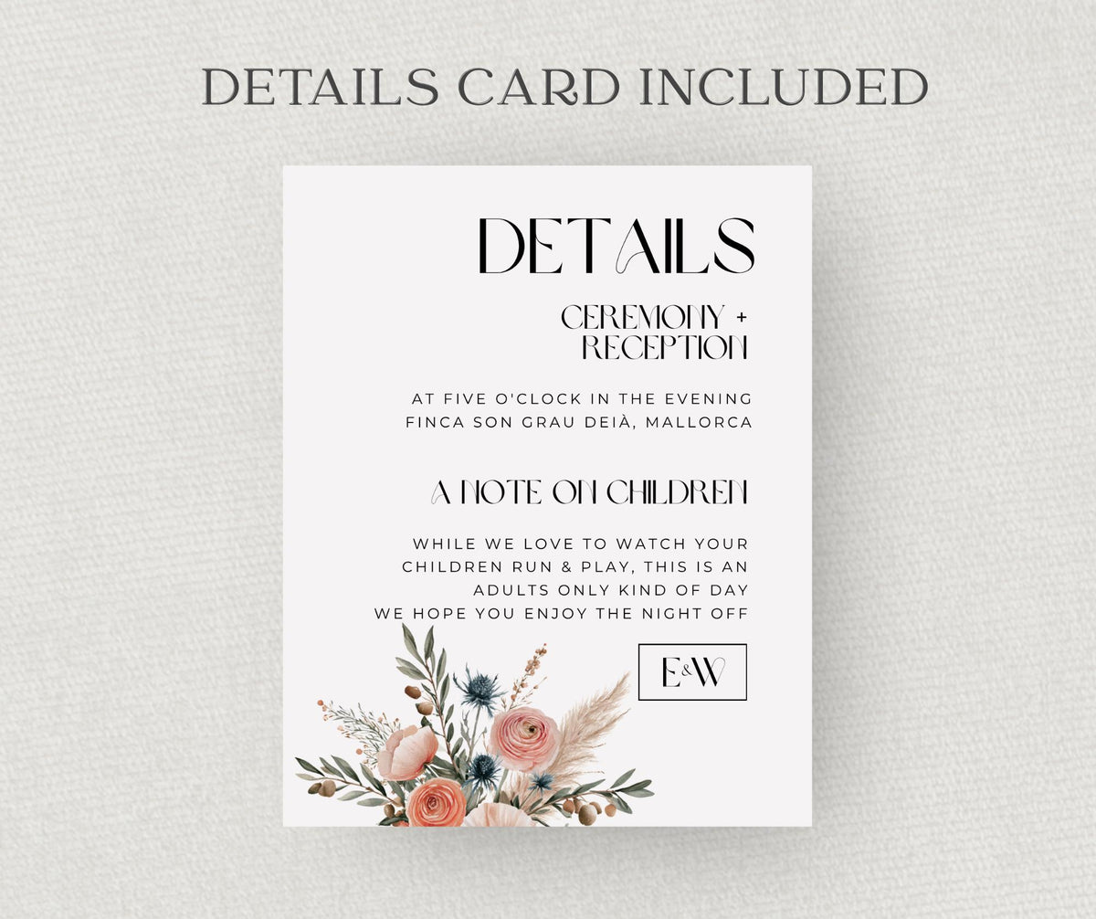 Coastal Boho Wedding Invitation Suite, Mallorca Terracotta Sage Bundle, Editable Canva Template, Destination Stationery.