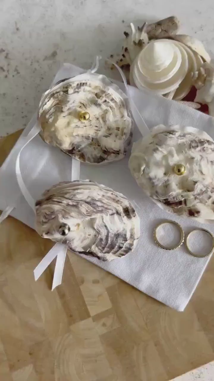 Natural Oyster Shell Ring Box. Beach Wedding Ring Holder. Seashell Gift.