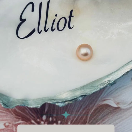 Personalised Green and Pink Oyster Shell Wedding Place Name. Guest Keepsake.