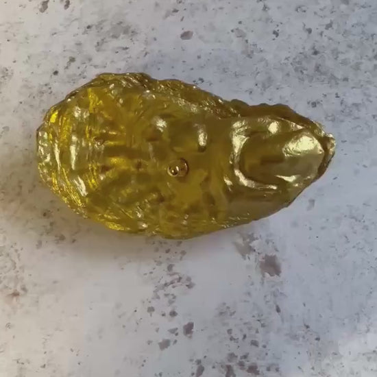 Gold natural oyster shell jewellery box. Seashell trinket box. Jewellery organiser for her. Golden wedding anniversary gift for wife.