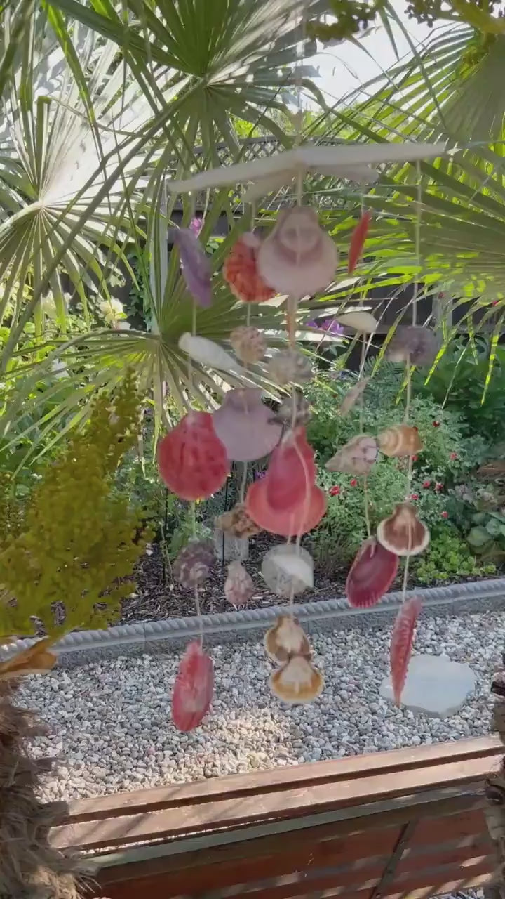 Shell and Starfish Wind Chime Beach Home Decor. Coastal Theme Accessory. Sun Room or Conservatory Mobile. The perfect Gift for Beach Lovers.