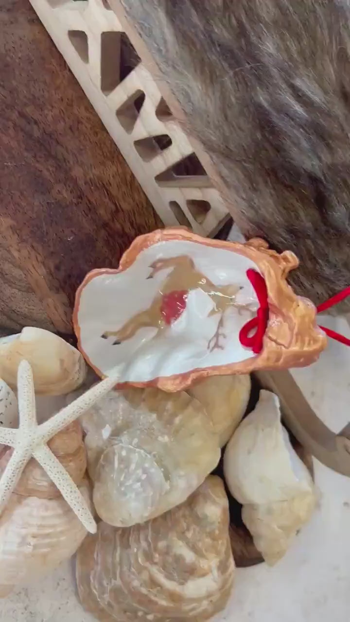 Reindeer Christmas Tree Ornament. Vintage Style Rose Gold Deer Bauble.